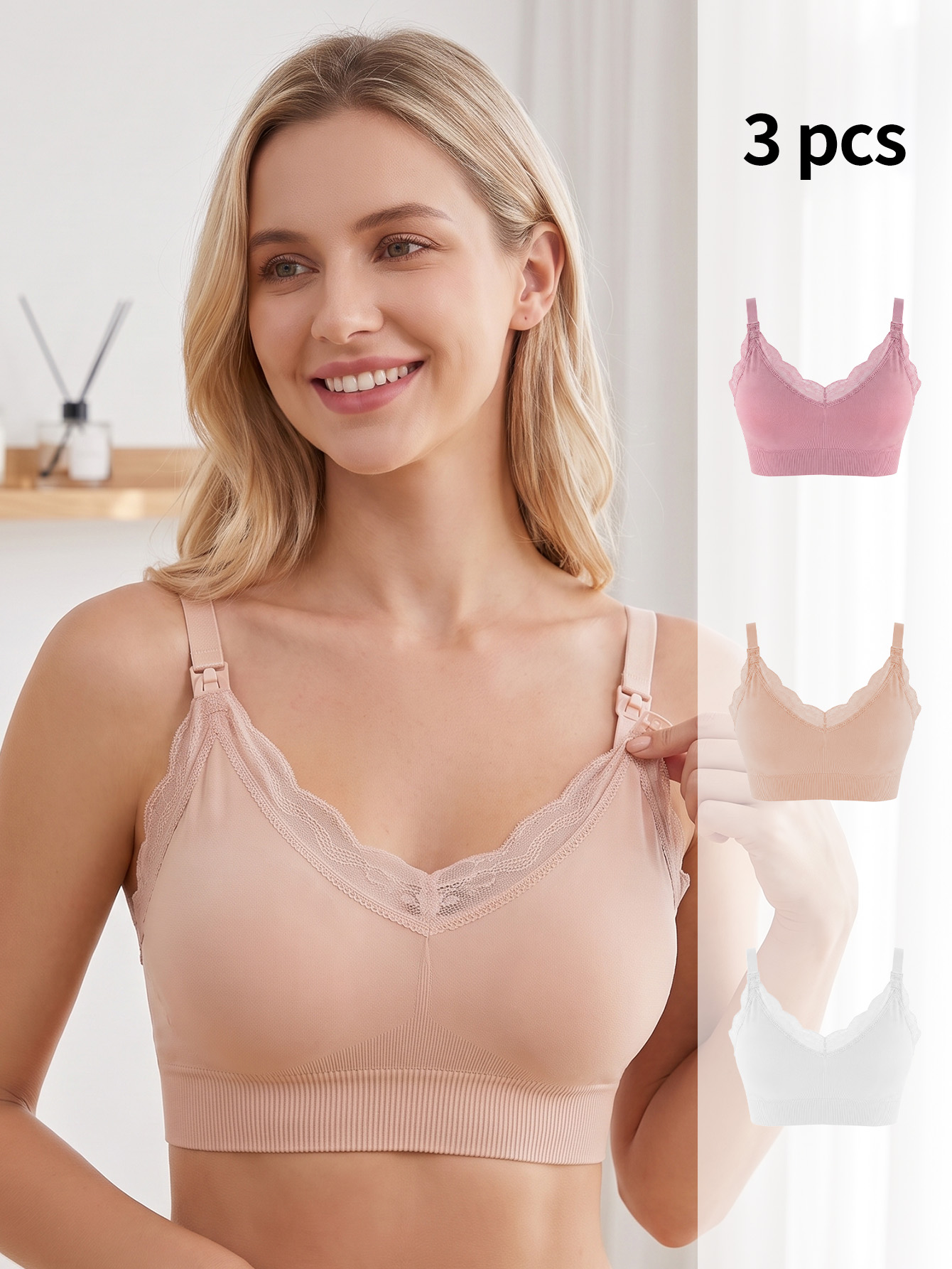 3 Pcs Nursing Maternity Bra, W - Nursing Bra Sleep ulasan dan harga