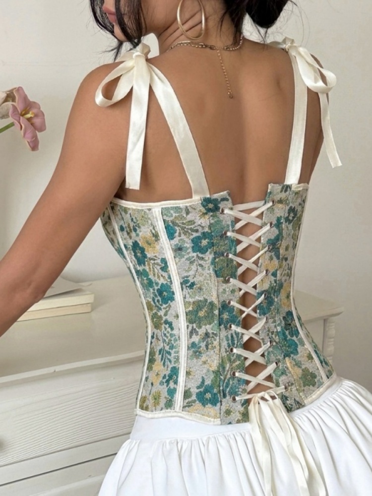 Shestyle Green Flower Bone Cor - Corset Waist Cinch ulasan dan harga